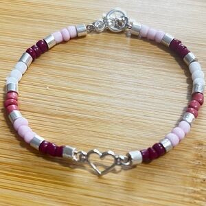 Elegant Pink and Silver Beaded Bracelet